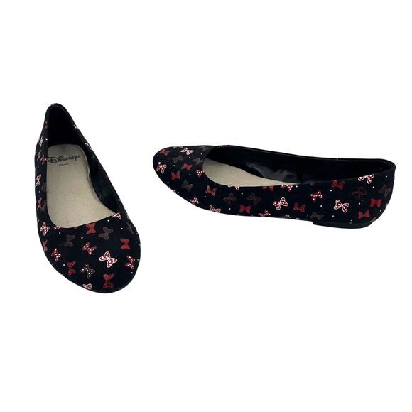 Disney Minnie Mouse Ballet Flats Womens Shoes 8.5 Coquette Bows Kawaii Cosplay - Picture 1 of 9